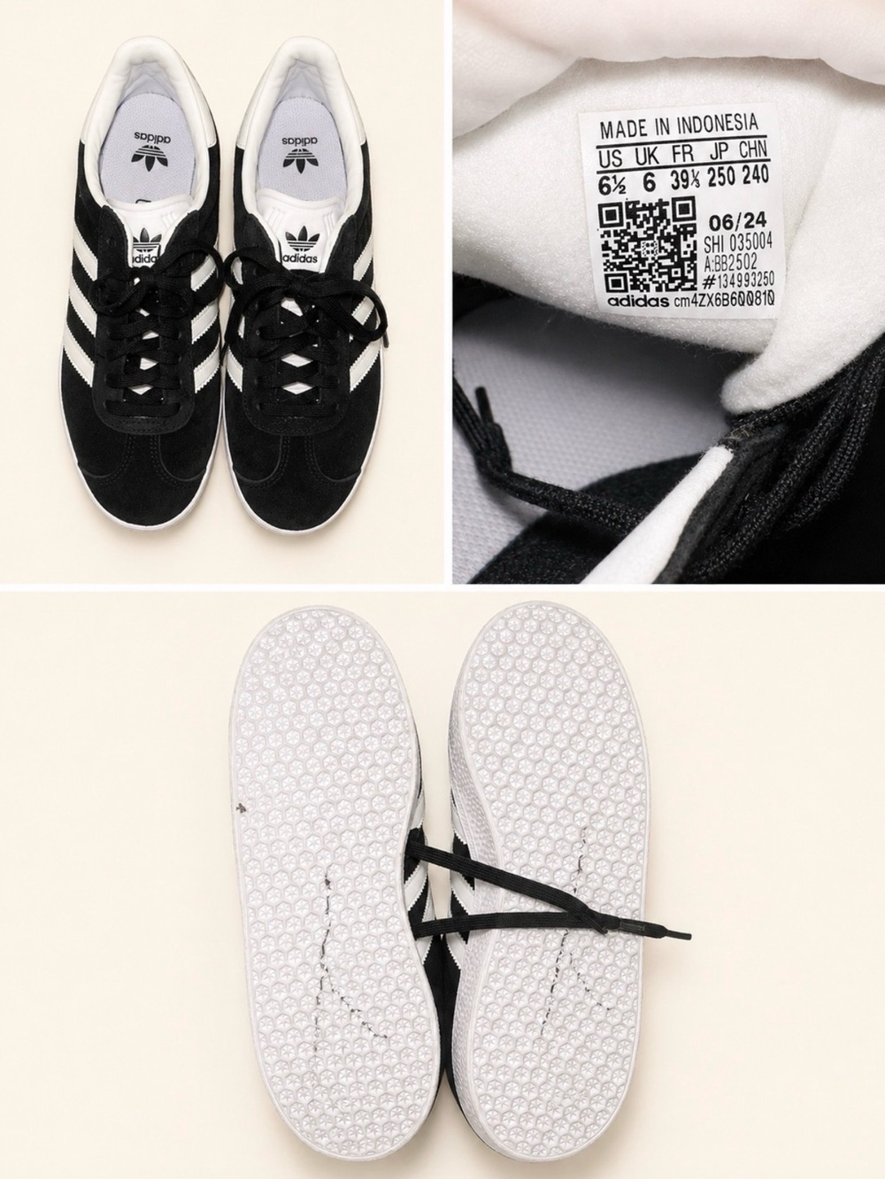 Adidas Ortholite Gazelle,Black & White Suede Sneakers